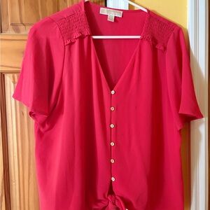 Michael Kors Vibrant Red Blouse with Button Detail